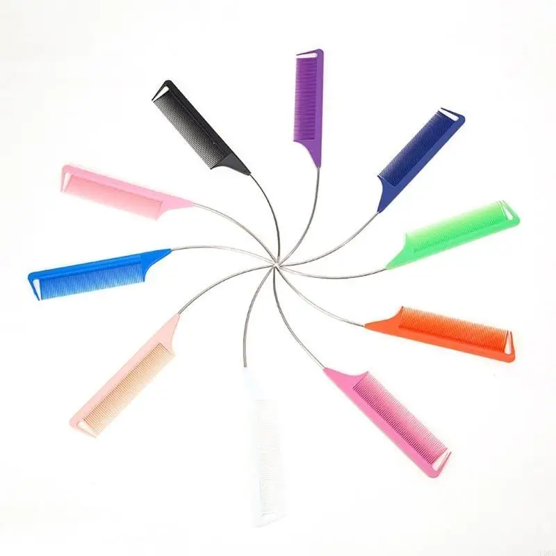 Pente alfinete curvo penteado fibra carbono pente aço longo para penteados qualidade salão