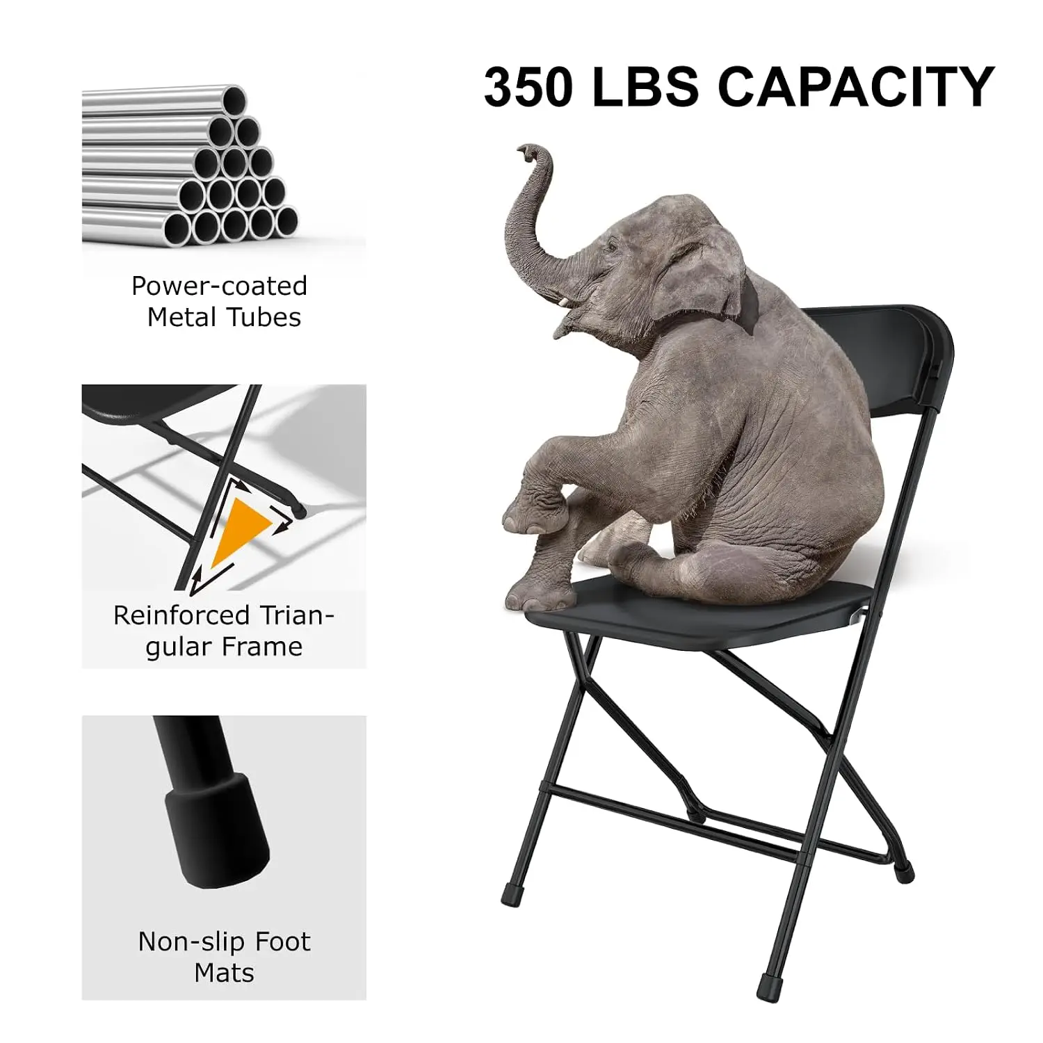 20 Pack Black Folding Chairs for Office Wedding School, 350LBS, Customized