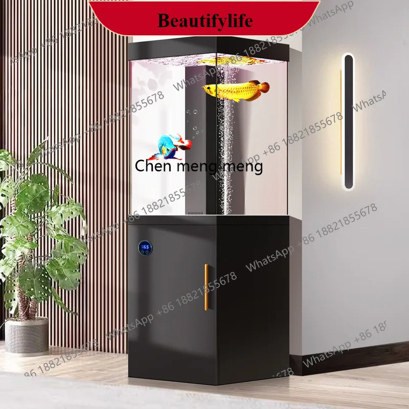 

G153 Fish tank small vertical intelligent goldfish tank integrated floor-to-ceiling filter self-circulating ultra-white glass