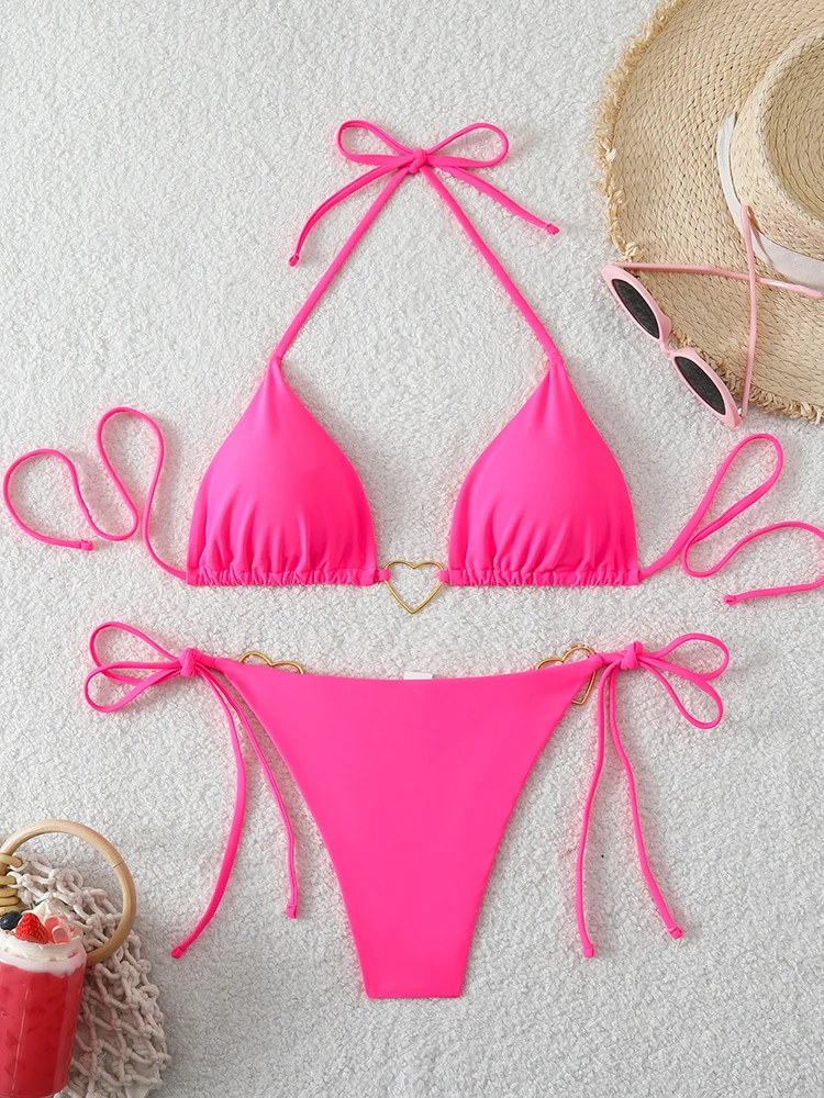 

Сексуальное треугольное бикини 2026, пляжный женский купальник, комплекты микро-бикини, женские купальники для купальных костюмов из двух частей, женская пляжная одежда