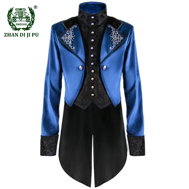 

Mens Halloween Steampunk Vintage Tailcoat Jacket Gothic Victorian Frock Coat Uniform Medieval Renaissance Pirate Cosplay Costume