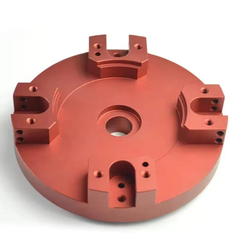 

Изготовленные на заказ детали из алюминия, обработанные на станке с ЧПУ, основание прецизионного оборудования из красного анодированного алюминия