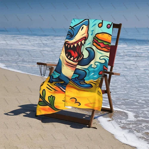 Imagen 2 del producto T-Tralalalero Tralala baño de natación amantes de la música al aire libre toalla de playa de secado rápido regalo niños tiburón Musical piscina gimnasio viaje suave