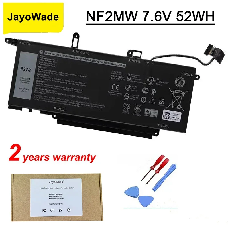

Аккумулятор NF2MW для ноутбуков Dell Latitude 7400 2-в-1, 9410 2-в-1 серии, 85XM8, 085XM8, 0C76H7, C76H7, GJD1V, 7.6V, 52WH