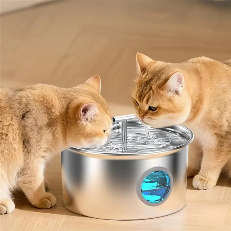 

CHCH Cat Water Fountain Stainless Steel Pet For Drinking For Small Dog Large Kitty Cat Fountain EU Plug