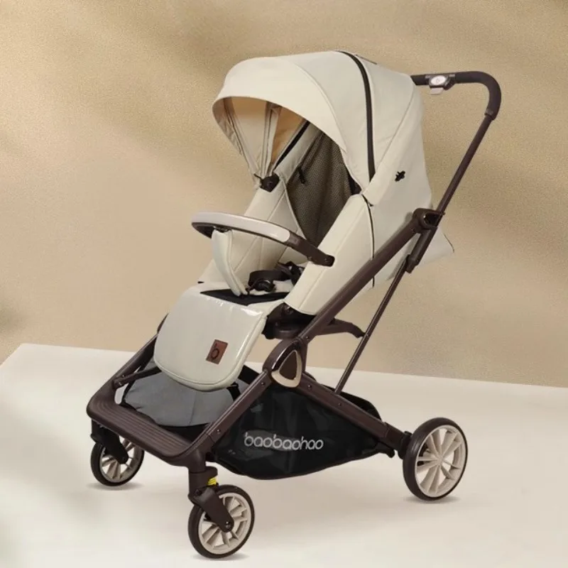 Vierwielige Kinderwagens, Hoog Landschap Licht Opvouwbare Kinderwagen Voor Vliegtuig, Tweerichtingsrotatie Kan Zitten Of Liggen Babywagen