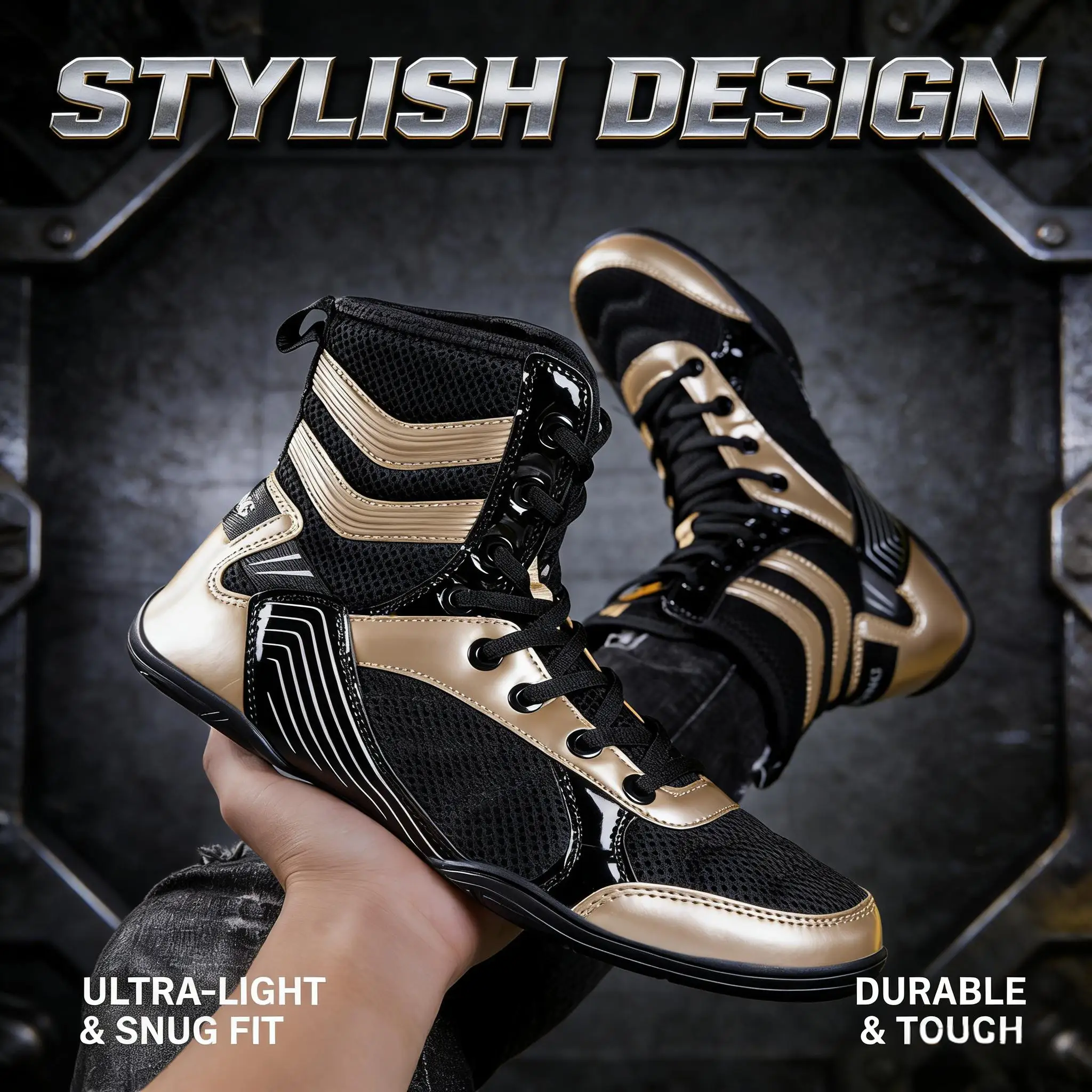Weightlifting New Men Wrestling Shoes Lightweigh Couple Gym Boxing Shoes Non Slip Wrestling Footwears Professional High Traction