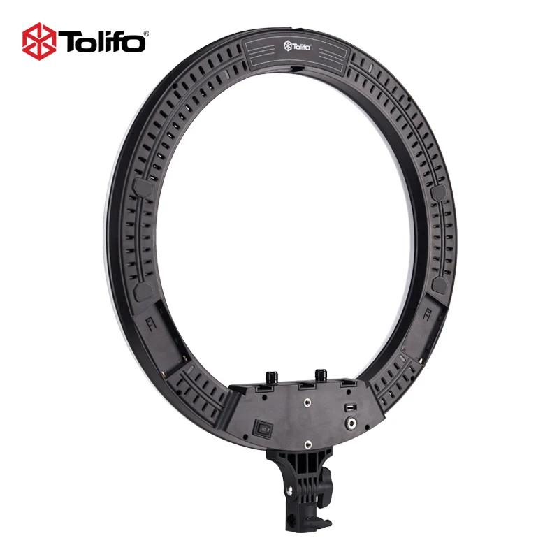 Tolifo Battery Powered 19in Bicolor LED Ring Light Kit with Tripod, Camera Mount, Smartphone Gimbal Mount for Video and Makeup