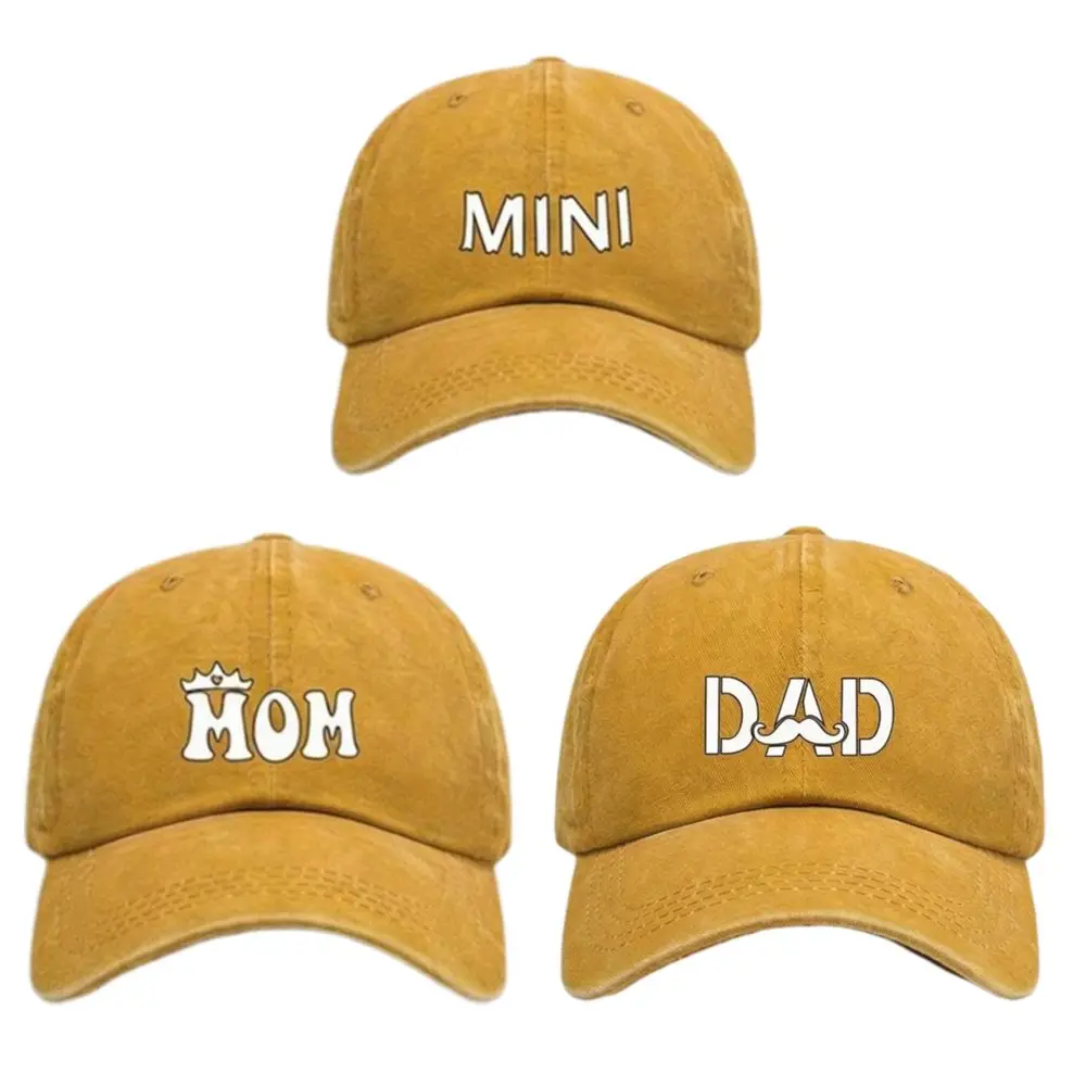 DAD MOM MINI Printed dad mama mini Love Caps Washed Cotton Adjustable Parent-Unisex Baseball Hats Embroidery Baseball Cap
