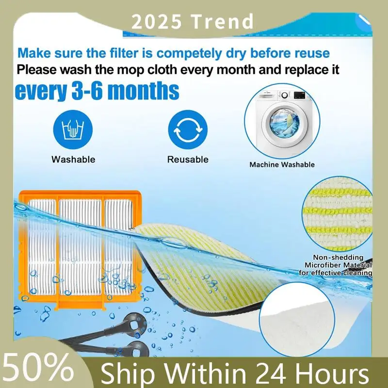 A75X Top Replacement Mop Brush Filter Kit For Shark RV2610WA RV2620WA RV2410WD AV2610WA AI Ultra 2-In-1 Robot Vacuum Part