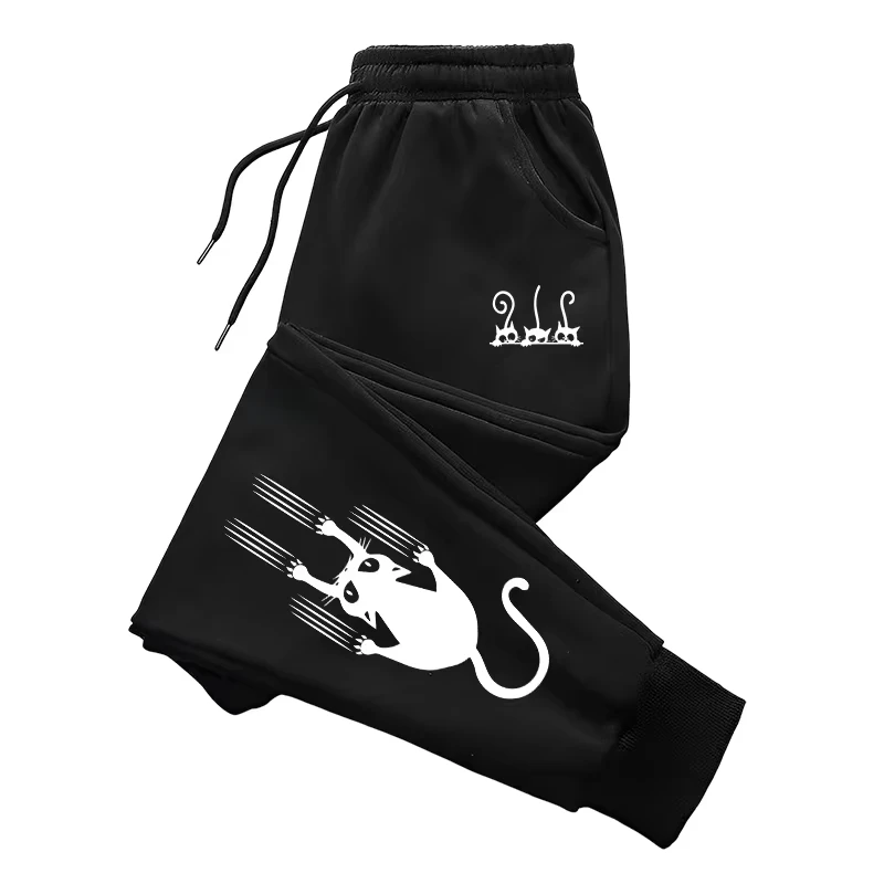 

Cute cat printed men's sports pants for daily leisure, jogging, home and outdoor comfort