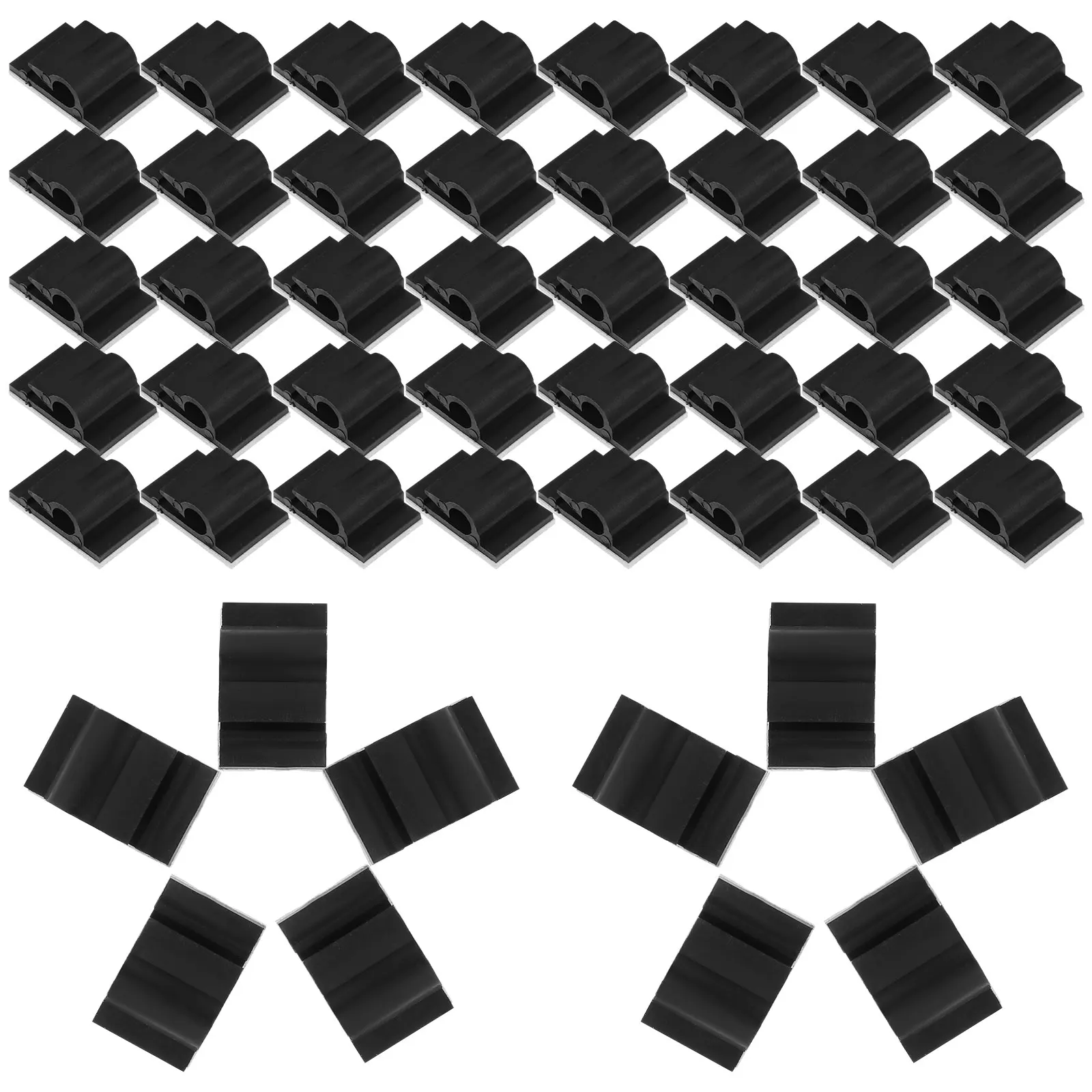 

50pcs Strong Adhesive Cord Cable Management Organizer Wire Holder Clips for USB Headphones Self-Stick Desk Cord Clamp Line Card