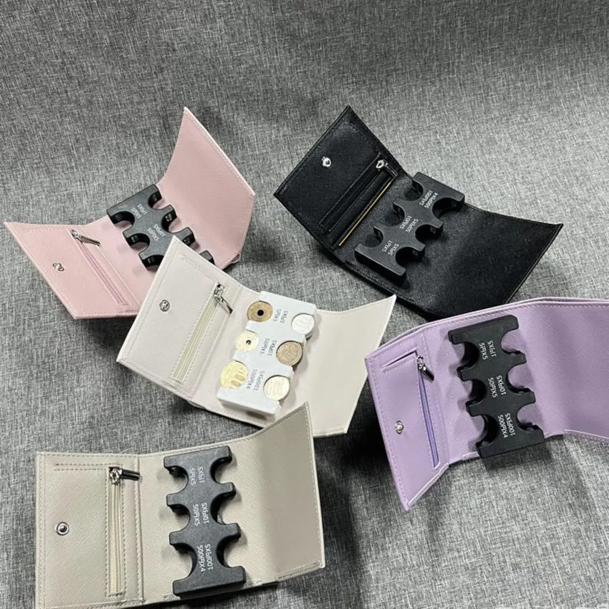 Multi-functional Colourful Portable 2-In-1 Coin Clip Organizer Small Wallet Loss Prevention Tri-fold Coin Purse Travel Card Case