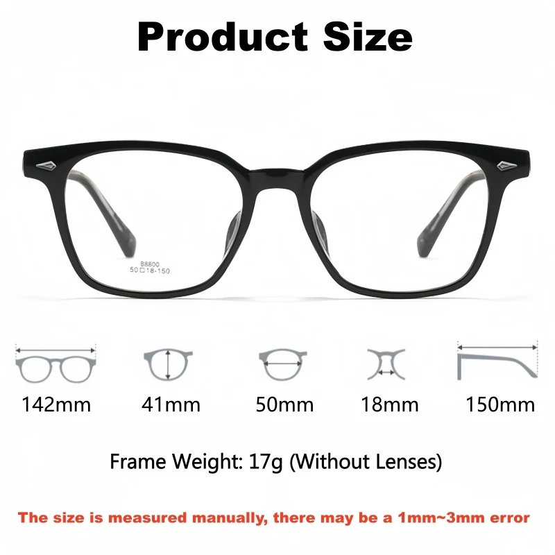 YIMARUILI Men and Women Retro Square Optical Prescription Glasses Myopia Hyperopia Progressive Multifocal Formula Eyeglasses B88