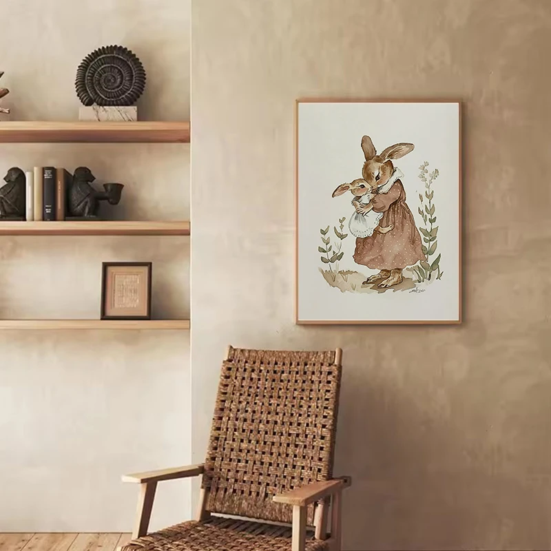 الرجعية مضحك الحيوانات اللعب الأرانب الرياضية سوان الكرتون التوضيح الملصقات حائط لوح رسم صور ديكور المنزل الفتيات غرفة