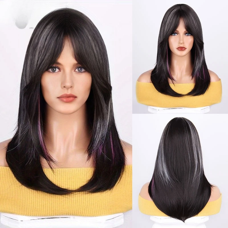

New double shoulder wig highlights, anime chemical fiber headgear, hot-selling Halloween dress-up fashion girl wig