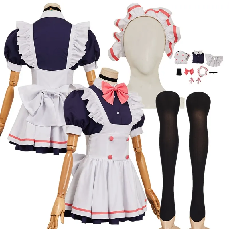 

Dandadan Cosplay Ayase Momo Costume Fantasia Women Maid Dress Headband Apron Stockings Outfits Halloween Carnival Party Suit