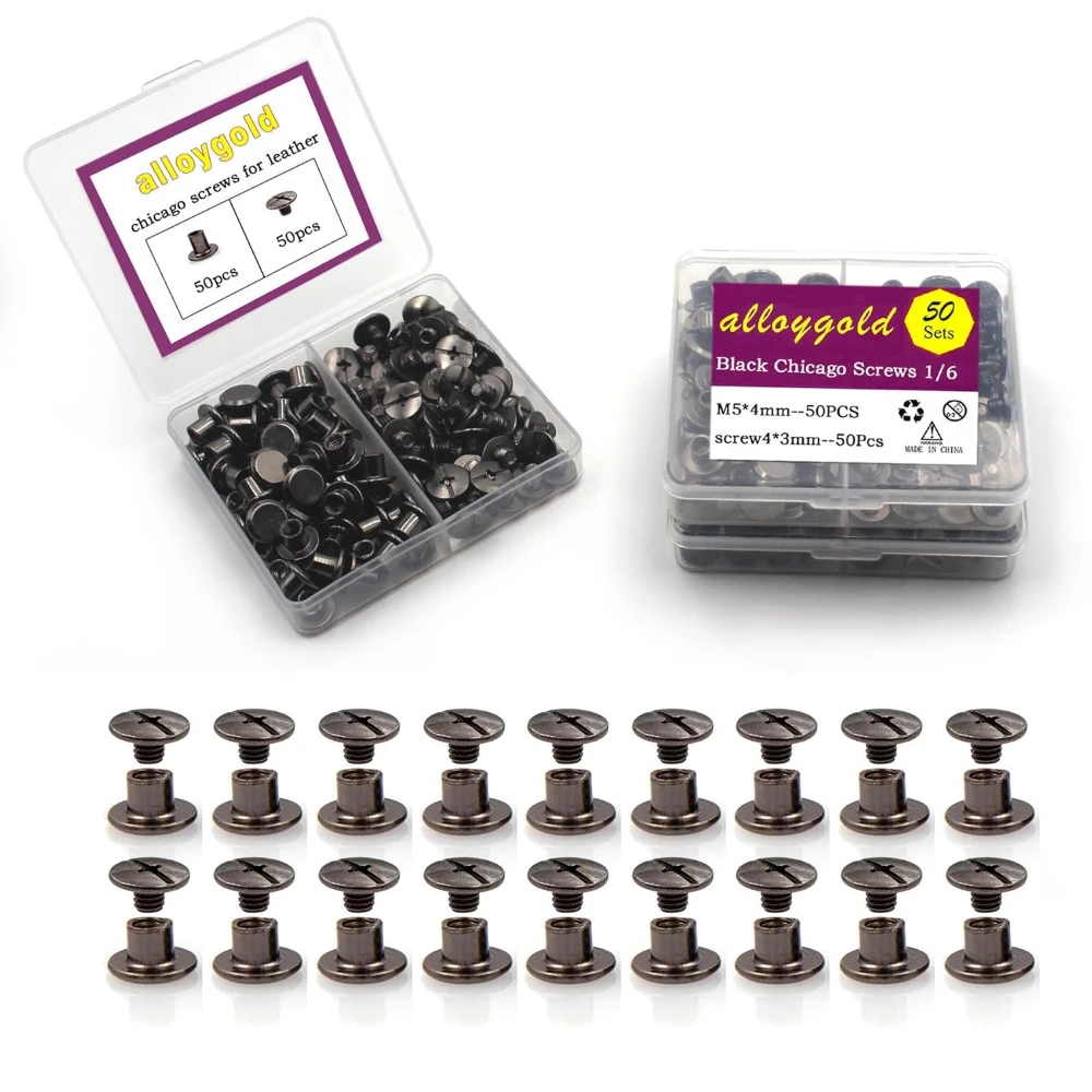 50/100/150Sets Screws M5 * 4 Rivet Headbands Chicago Screws DIY Wallet Fasteners Luggage Leather Craft Clothing