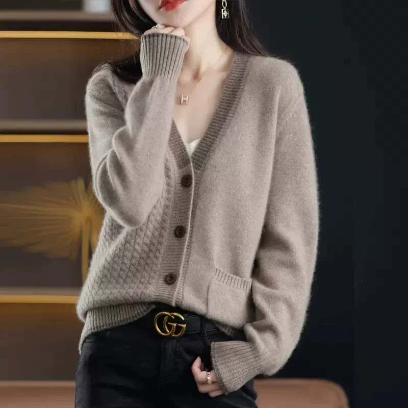 

Fashion Knitted Cardigan Sweater Short Jackets 2022 Spring Autumn Coats Ladies Long Sleeve Tops fp362