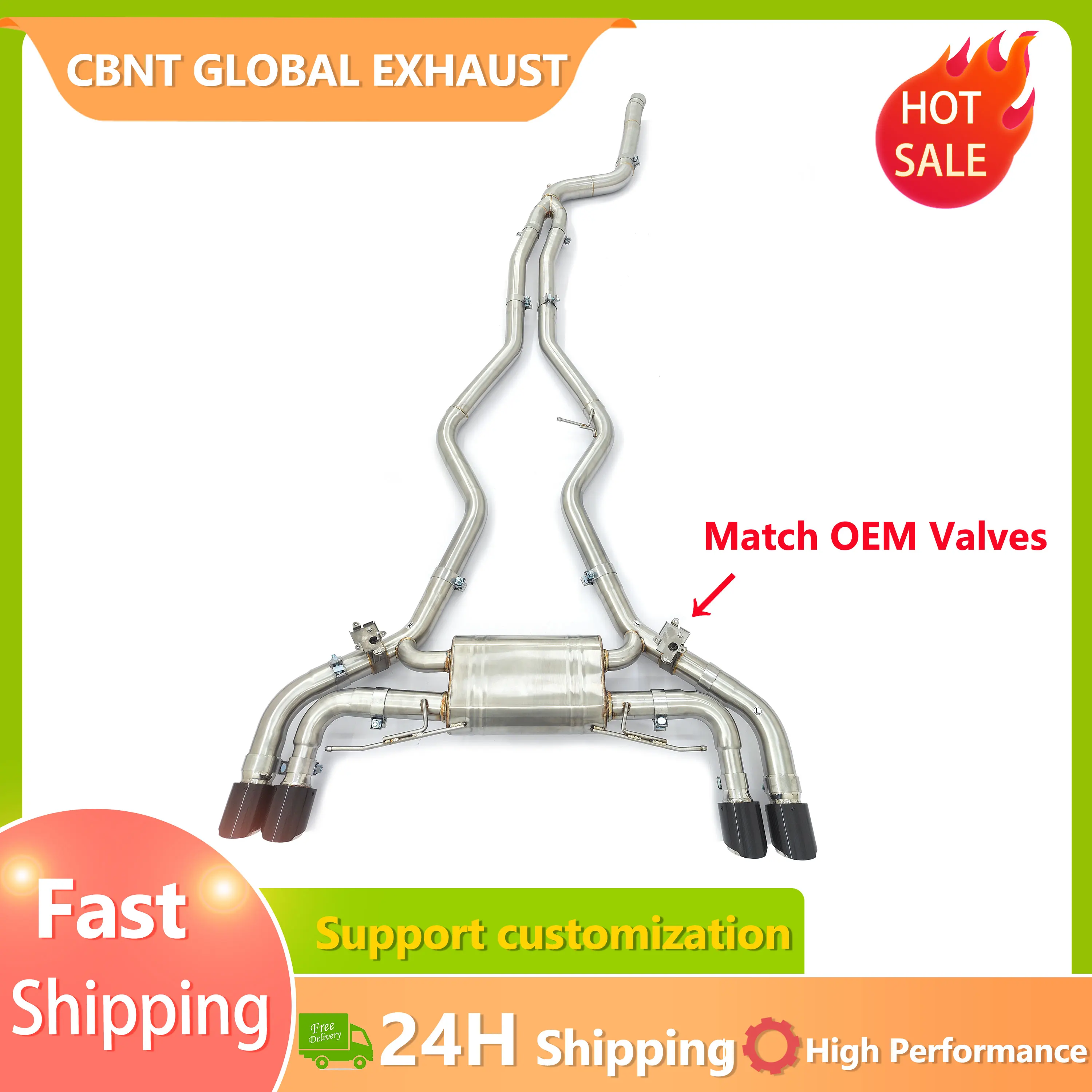 

Fast Shipping CBNT M240i Valved Catback Exhaust for BMW M240 M240i G42 B58 3.0T Stainless Steel Valvetronic Exhaust Muffler Pipe