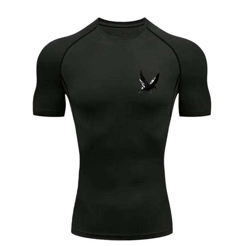 Flying Black Bird 2026 Men's Sports T-shirt Training Fitness Compression Short Sleeve Rashguard For Men