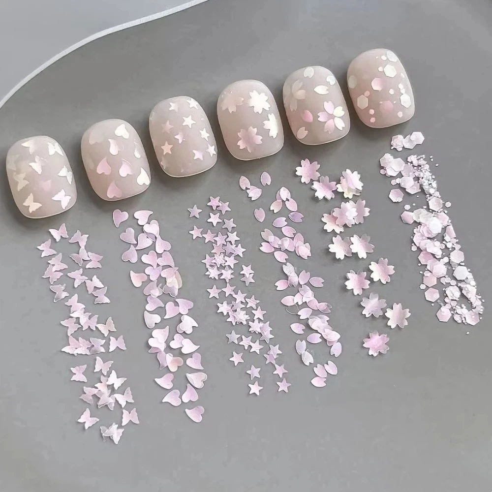 Heart Glitter Nail Art Glitter Pink Cherry Blossom Mermaid Sequins Glitter Nail Art Flower Butterfly Iridescent Prism