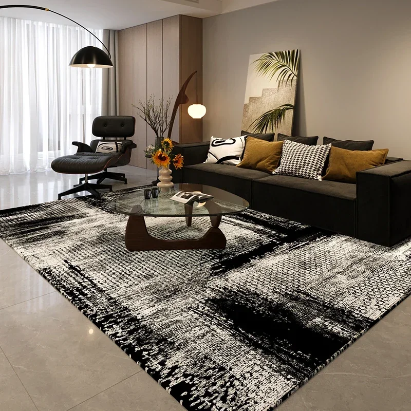 Living room floor mat light luxury coffee table leave-in black and white waterproof erasable