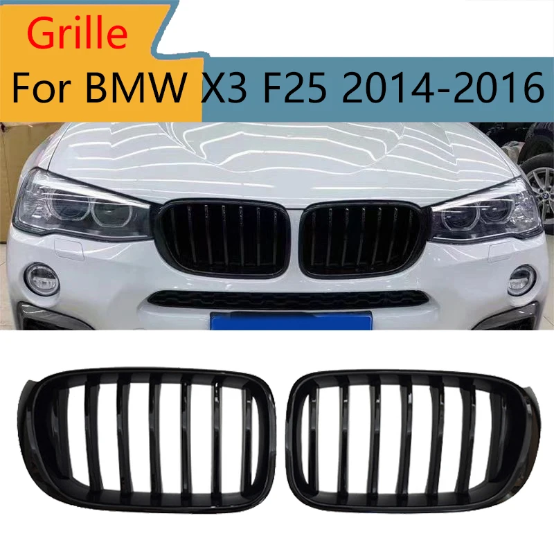 

Car Front Sport Kidney Grill for BMW X3 F25 X4 F26 2014-2017 Black Single Line Slat Replacement Racing Bumper Grills