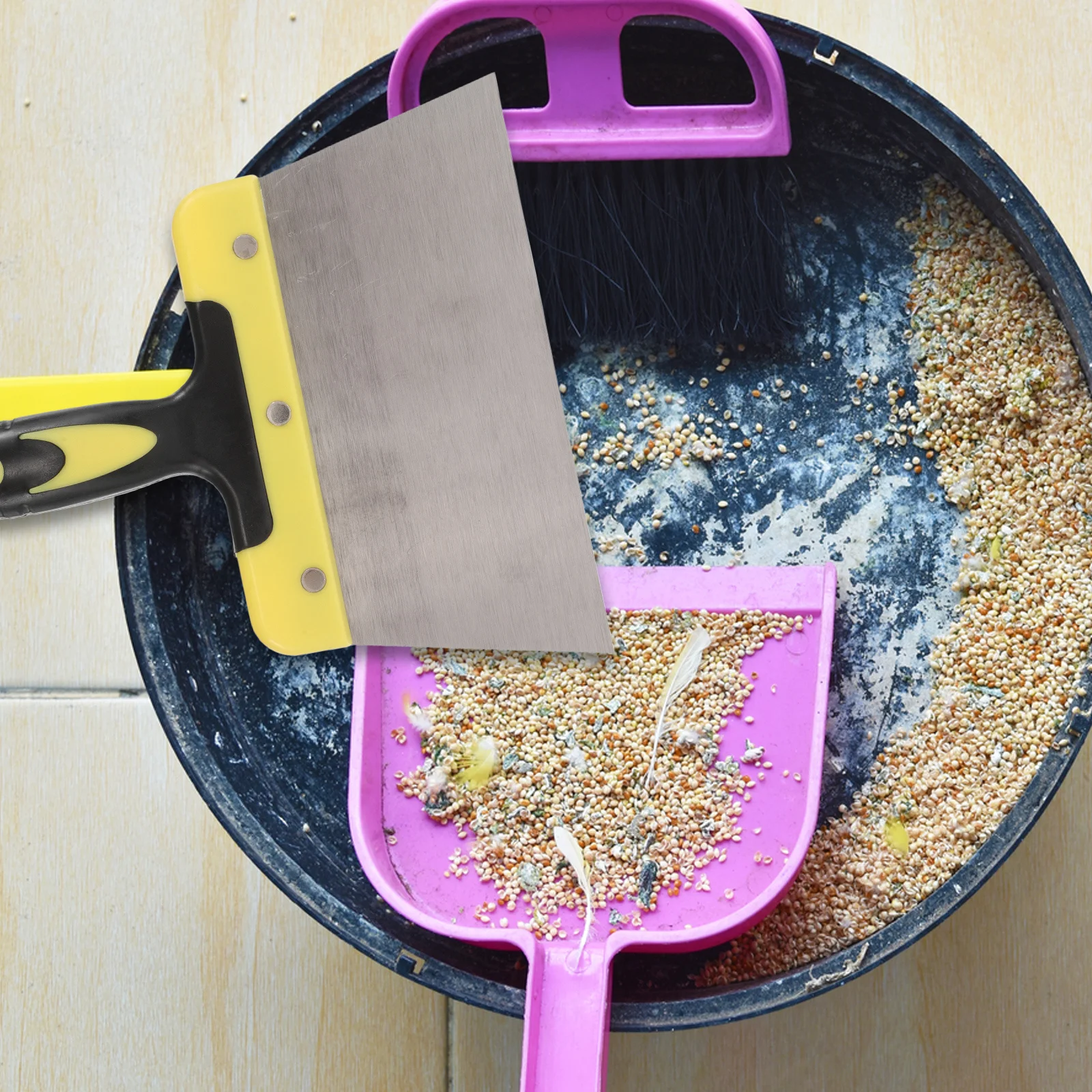 2Pcs Bird Droppings Cleaner Stainless Steel Scraper for Pigeon Poop Removal Birds Cage Cleaning Tool Balcony Park Maintenance