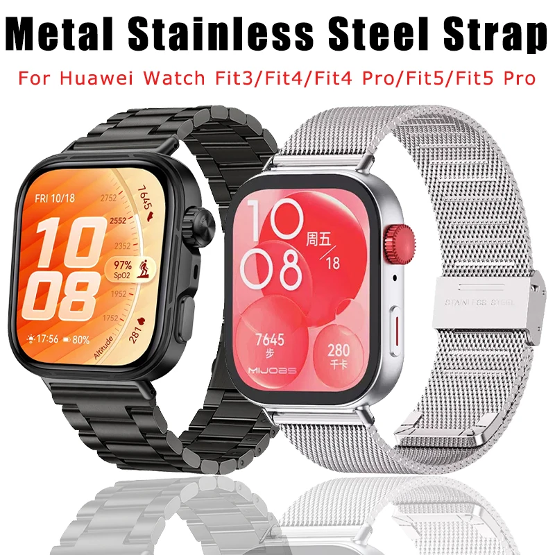 Metal Strap for Huawei Watch Fit3/4/4 Pro/5/5 Pro Smartwatch Stainless Steel Watchband Bracelet for Huawei Fit 5 5 Pro Wristband
