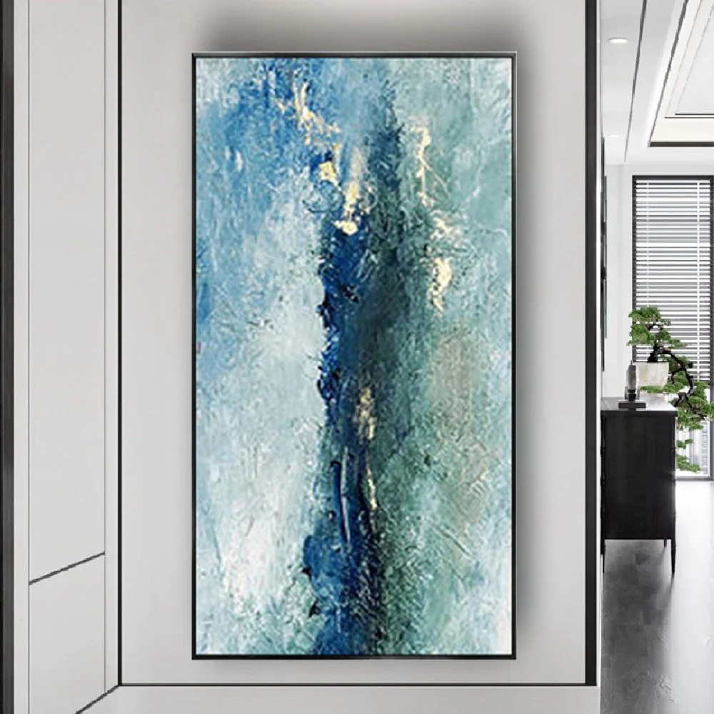 

Easy Blue Texture Knife Oil Painting Family Live Decor Articles 100% Hand-Painted Abstract Canvas Picture For Home Room Mural