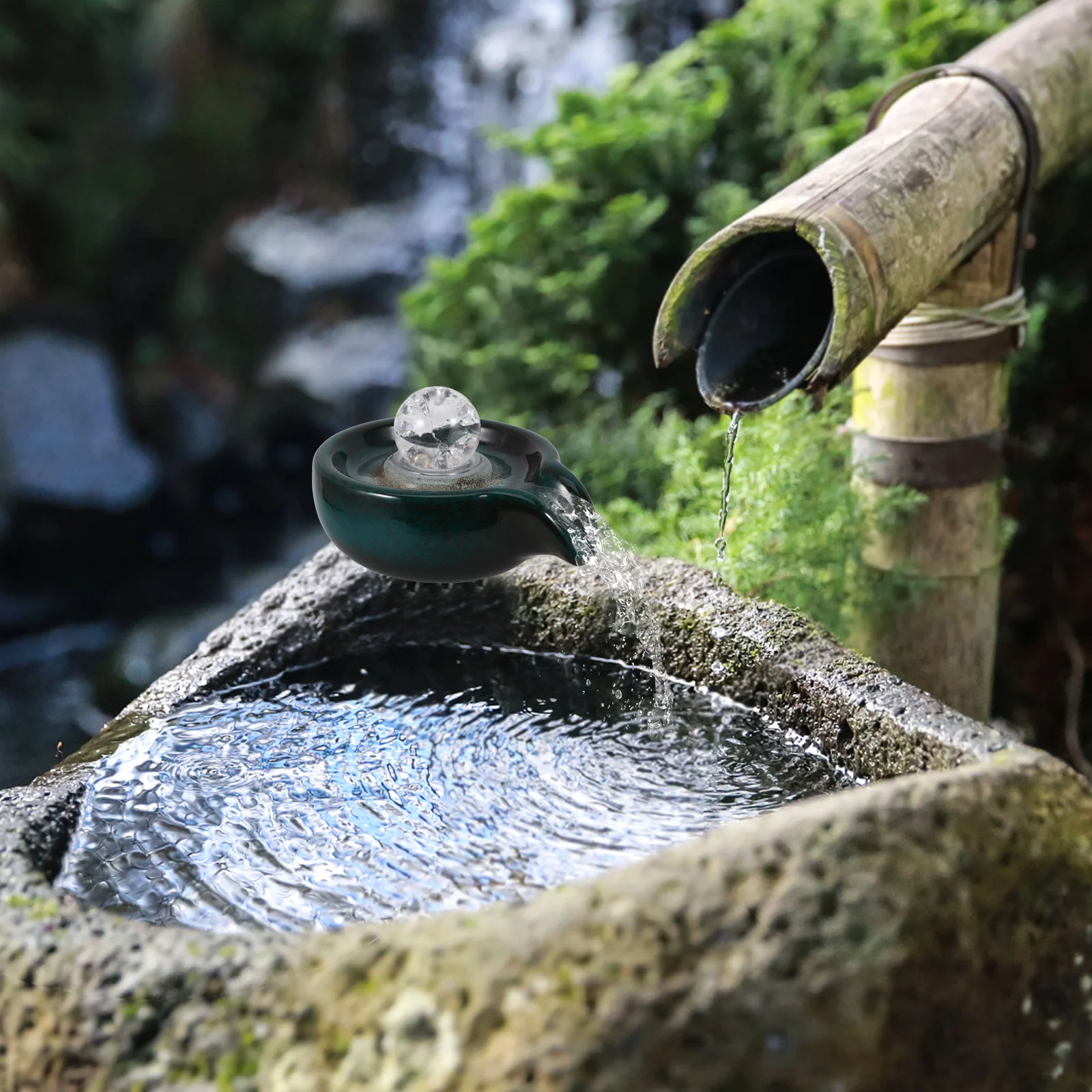 

Durable Ceramic Waterfall Spout Elegant Decorative Part for Indoor Outdoor Fountains Garden Water Features Fountain Ceramic Part