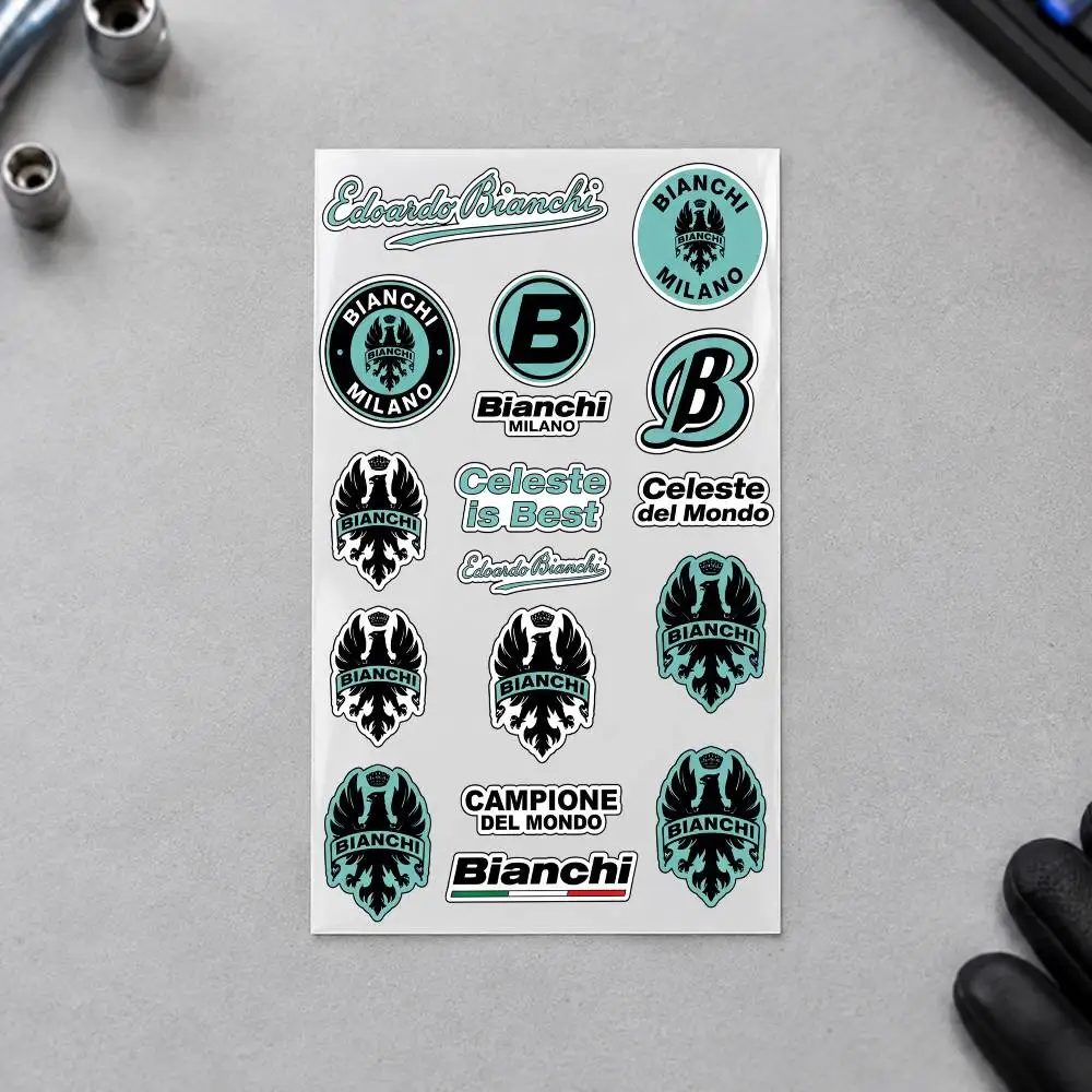 B-BIANCHI Motorcycle Decal Sticker Kit Reflective Graphics For Helmet Tank Fairing Body Custom Bike