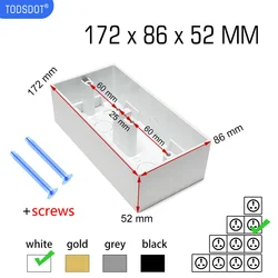 On Wall Surface Box For 172 x 86 x 52 Switch Socket External Mount, 50 mm Outfit Box Flame Retardant PVC White