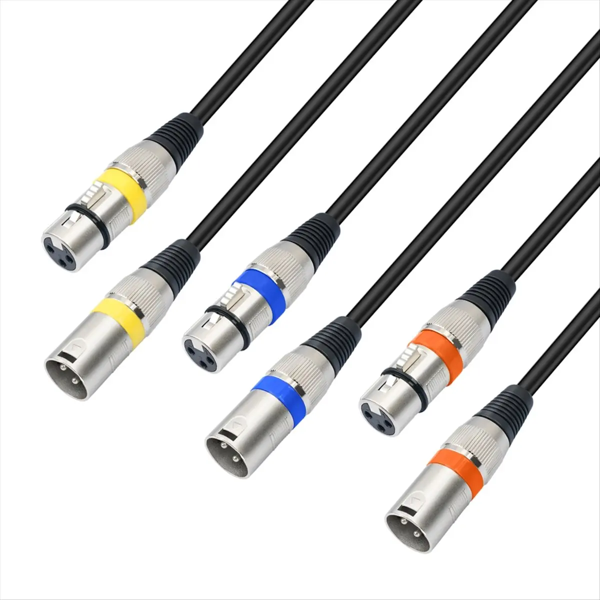 Lot de 10 câbles DMX512 XLR mâle-femelle, câble audio 3 broches DMX pour microphone, mixeur, amplificateur, 1,5 m