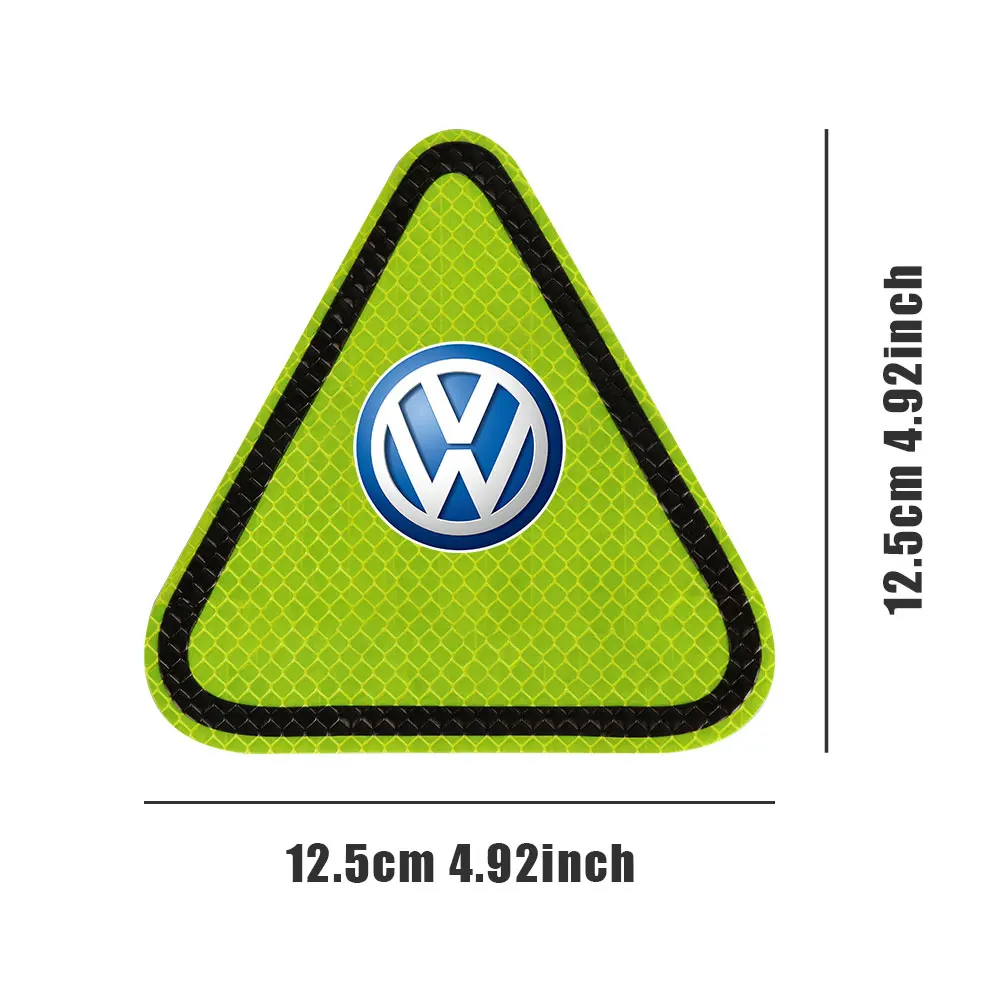 1pc Triangle night fluorescent warning car stickers decoration For VW Passat Polo Tiguan Golf Scirocco Lavida Santana Touran