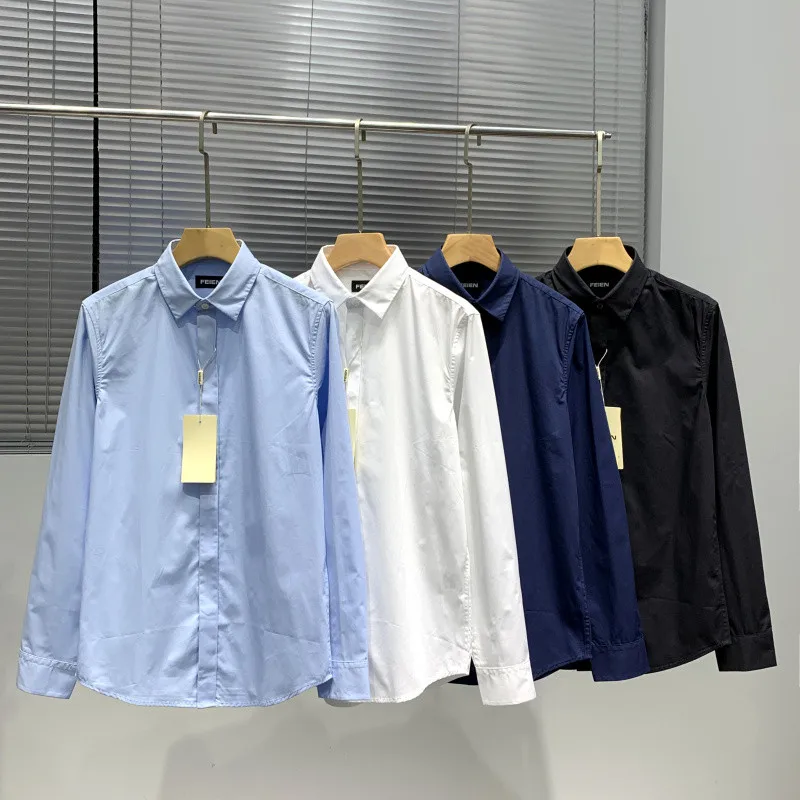 

High-Thread-Count Casual Long-Sleeve Men's Shirt New Spring Business Casual Shirt from Ningbo Standard Fit Fashion Urban Style
