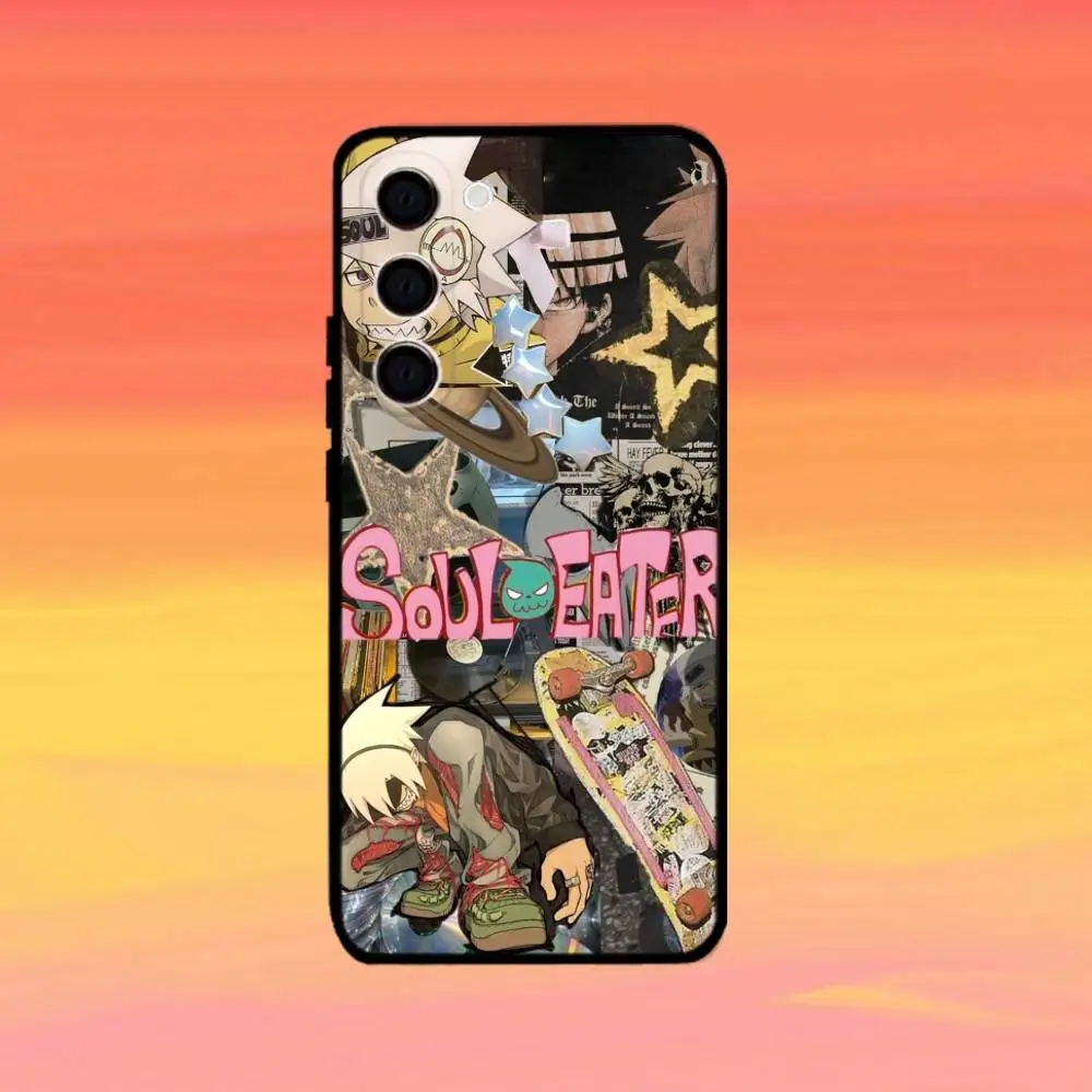 Etui na telefon z motywem anime S-Soul E-Eater dla Samsung Galaxy A73, A72, A71, A70, A53, A52, A51 i innych, miękkie, czarne.