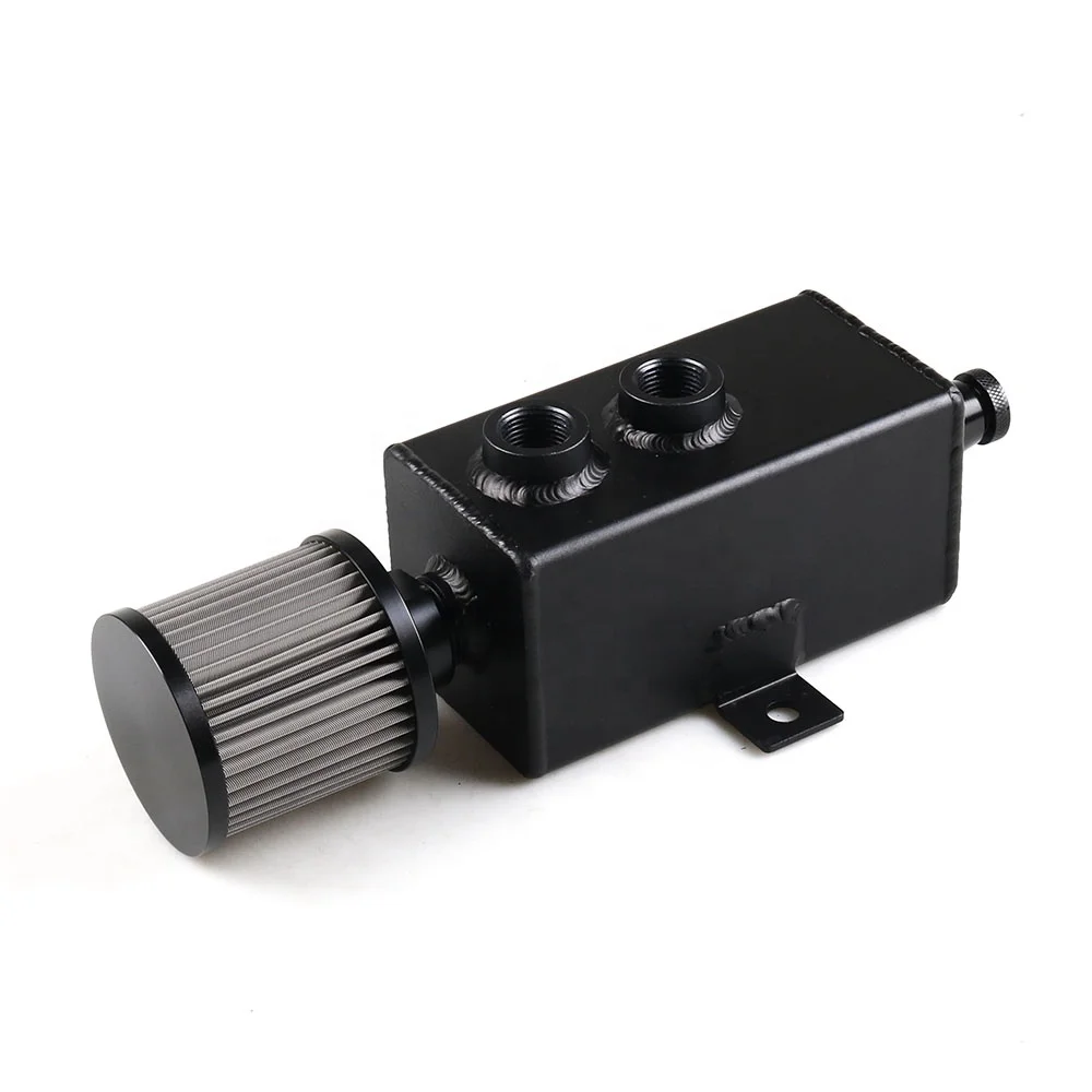 Universal Car 2L Aluminum Oil Catch Can Tank Fuel Tank With Breather Filter Drain