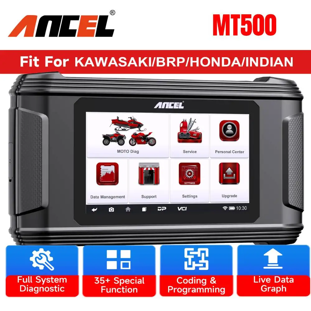 

Motorcycle OBD2 Scanner with 30+Reset ABS Bleed Oil Light Service Diagnostic Scan Tool ANCEL MT500 for BMW Honda Yamaha Ducati