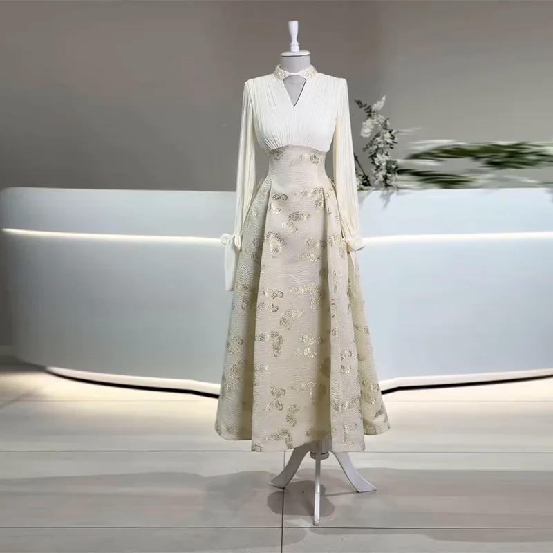 Dresses Women Party Long Dress Butterfly Print Vestidos Patchwork V Neck Shirt Sleeve A Line Lace Up Tight Waist Maxi Gown