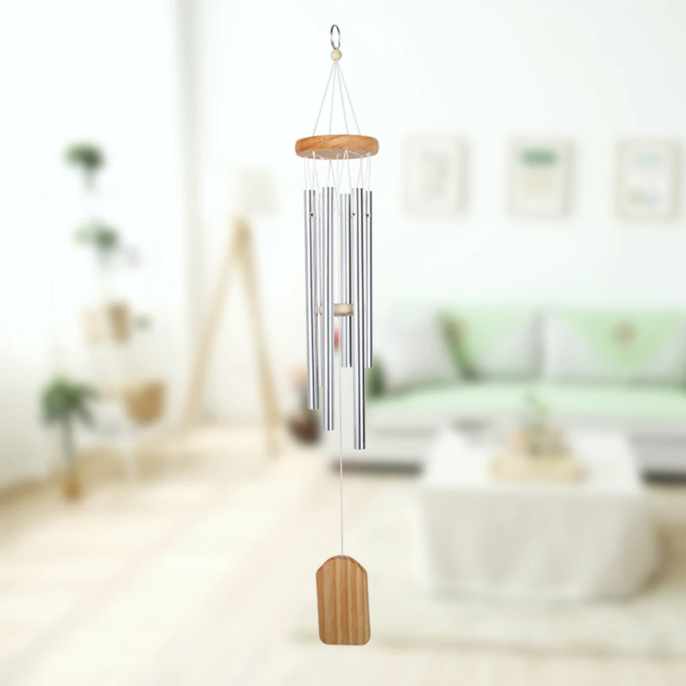 For Wind Chimes Outdoor Wooden Wind chime For Outdoor Wind Chime For Home Decoration 6 Aluminum Tubes & S Hook