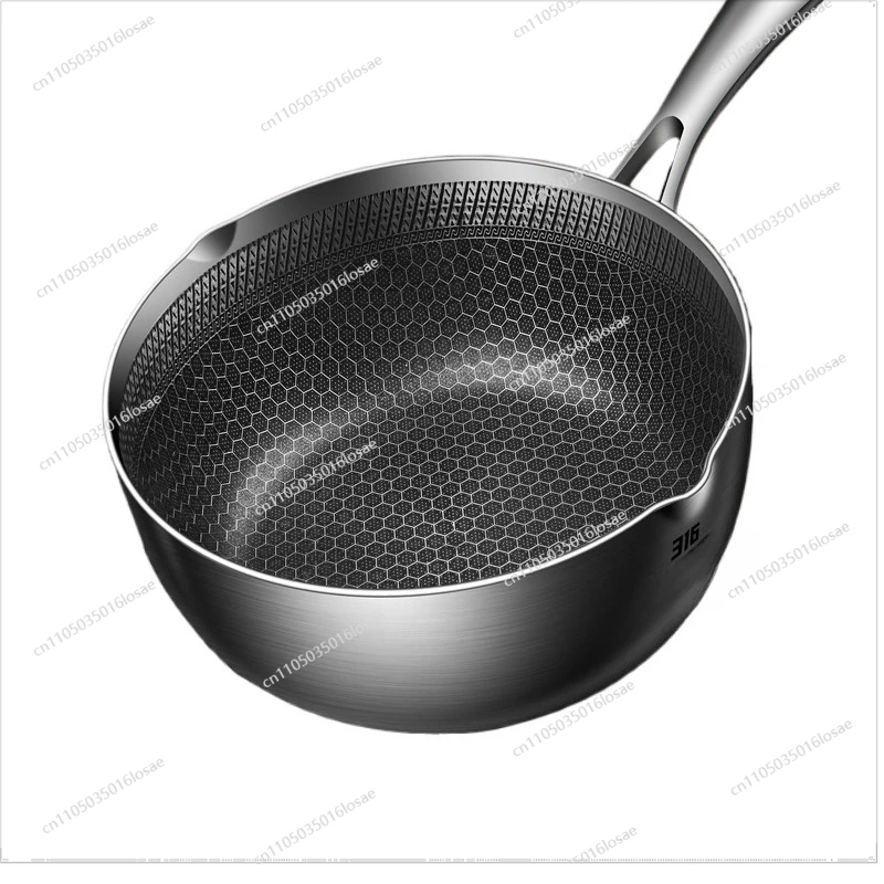 316 Stainless Steel Snow Flat Pan Non-stick Pan Household Baby Complementary Food Soup Milk Honeycomb Frying Pan