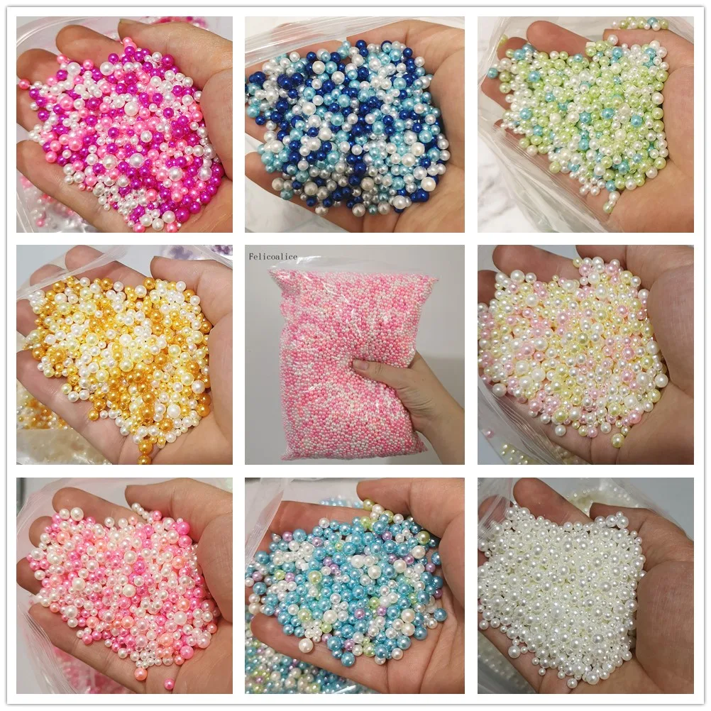 1KG 2.5-5mm Mix Size Round Imitation ABS Pearl Beads For Craft Scrapbook Decoration DIY Sewing Craft Supplies