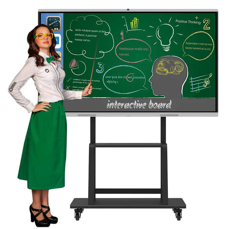 IR Touch 20 Points 75 Inch Interactive Digital Board 4K Resolution Interactive Meeting Rolling Smart Board