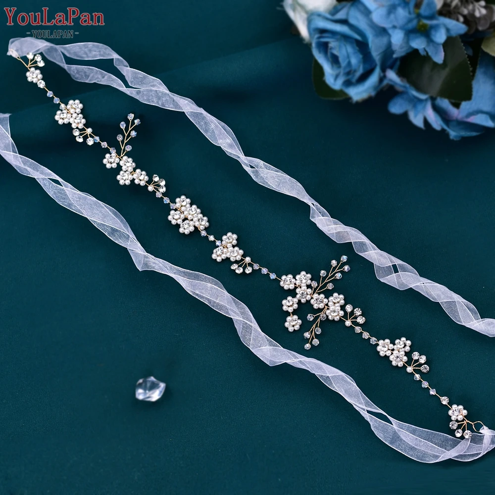 Youlapan Perle Stirnband für Frau Hochzeit Kopf bedeckung handgemachte Braut Haarteil Hochzeit Haarschmuck Braut Kopfschmuck HP129