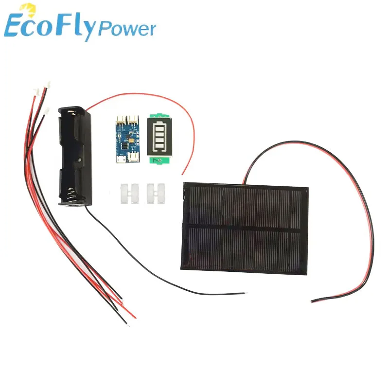 Solar Panel 5V 5.5V with Solar Min Battery Charger CN3065/Battery Display/1S 18650 Holdder DIY KIT 160mA 180mA 200mA 250mA view 2