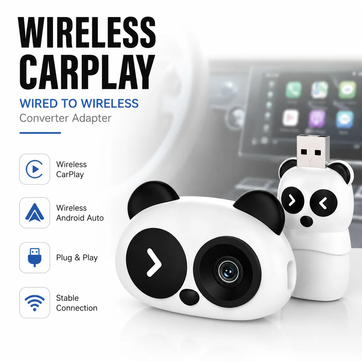 Baby Monitor Split Screen - Wireless Carplay Baby Monitor 1080P Rear