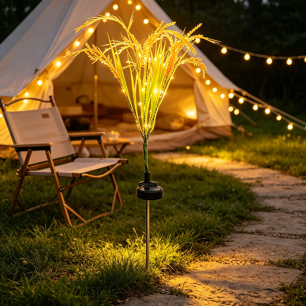 1pc/2pcs Outdoor Solar Plastic Wheat Ears Light, LED Solar Wheat Stake Lights for Patio, Courtyard, Garden Lawn Landscape Lamp
