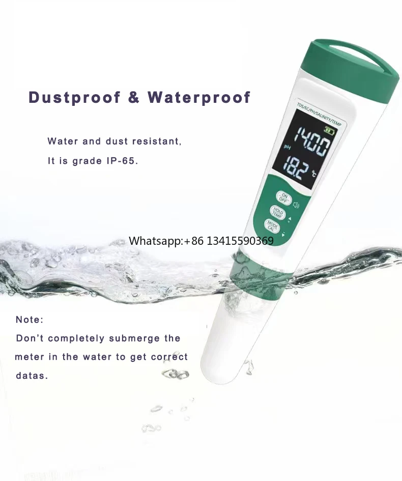 

5 in 1 Aquaculture Ph/Tds/Ec/Salt/Temp Meter Fish Tank Water Quality Tester Pen Aquarium Fish Pond Multifunctional Detector